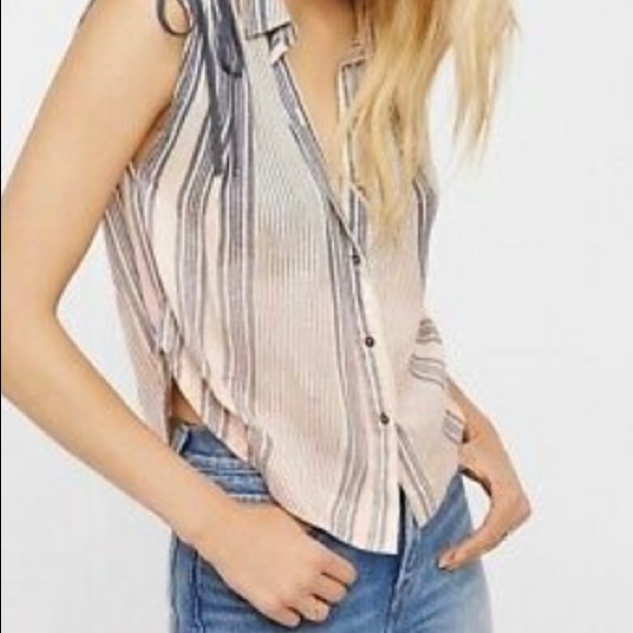 Free People Baby Blues Striped Ombré TankSize XS - Picture 2 of 6